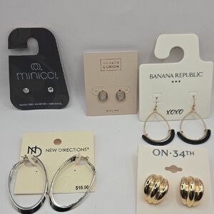 NWT Banana Republic Gold and Black Hoop Earrings Bundle